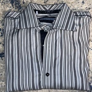 ZAGIRI striped gray white blue trim buttoned down long sleeves men’s shirt XL‎